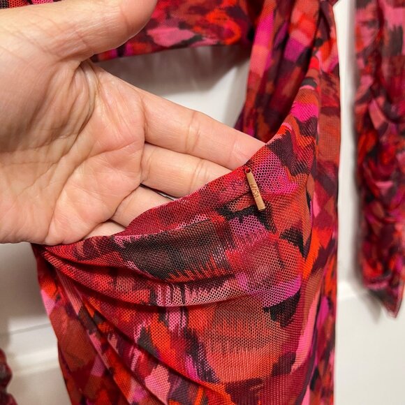 New MISA Cutout Long Sleeve Midi Dress in Red Size L - Picture 11 of 15